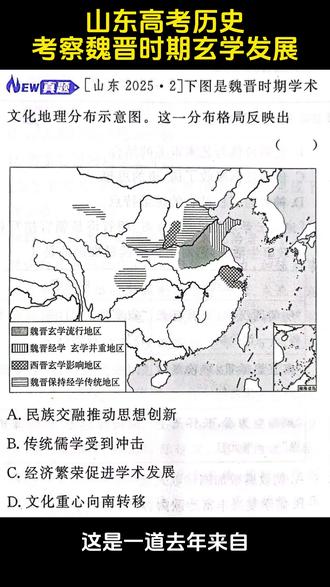 山东高考历史题, 考察高中历史当中相对小众的知识点:魏晋时期玄学的发展,一起来看看!#每日一题 #历年高考真题 #高考历史 #高中历史怎么学 #家长必看
