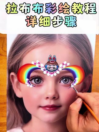 拉布布彩绘教程来啦~ 同款透明拓印版在左下角~#淳一容妆 #拉布布#拉布布彩绘