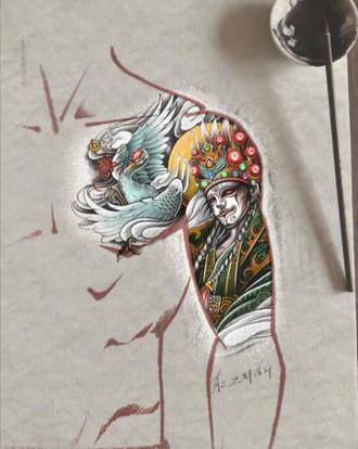 白鹤童子手稿定制 国风白鹤童子手稿定制,仙鹤清逸长寿,童子赤子初心 只杀不渡!#白鹤童子纹身 #白鹤童子手稿#半甲白鹤童子 #佛山纹身 #广州纹身