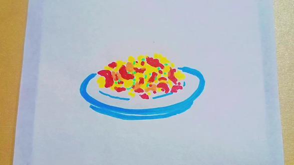 #创作灵感 雅轩分享西红柿炒鸡蛋的简笔画法