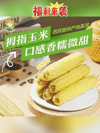 【小农人】娃娃拇指小玉米【低脂】新鲜采摘软糯鲜香即食代餐营养辅食