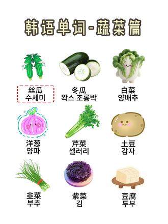 韩语单词——蔬菜篇 #韩语单词 #韩语学习 #学韩语 #韩语 #韩语零基础
