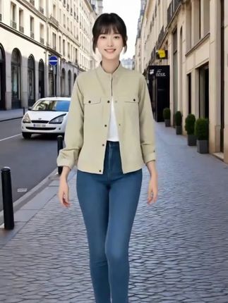 「100%棉小立领外套」成衣水洗斜纹:/ 棉洋气春秋韩版休闲工装夹克S001#时尚穿搭 #夹克外套 #穿出自己的风格 #穿出自信穿出美丽 #谁穿谁好看系列