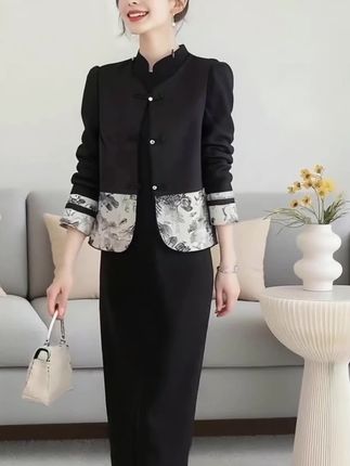 新中式国风马甲连衣裙套装女秋装新款高级感显瘦改良旗袍裙两件套#穿出自信穿出美丽 #穿出女人味 ##春秋穿搭