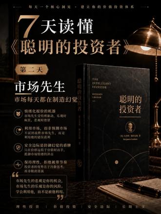 📖7天读懂《聪明的投资者》Day 2|市场先生——市场每天都在制造幻觉
格雷厄姆有个经典比喻——“市场先生”:
他是个狂躁抑郁症患者🎭
牛市疯狂报高价,熊市恐慌砸地板
如果你真把他给的报价当价值…
你就输了
真正的投资者:
市场先生是仆人,不是主人
只在适合的时候行动
其他时间,冷静旁观🧊
芒格说:
做显而易见的事,赚不到钱
羊群效应在A股最害人
拒绝幻觉,需要内心力量
下次市场疯狂时
你,能保持理性吗?
🌙明天预告:A股活下去的终极底牌——“安全边际”。
#投资理财 #股票 #提高认知 #阅读 #聪明的投资者
