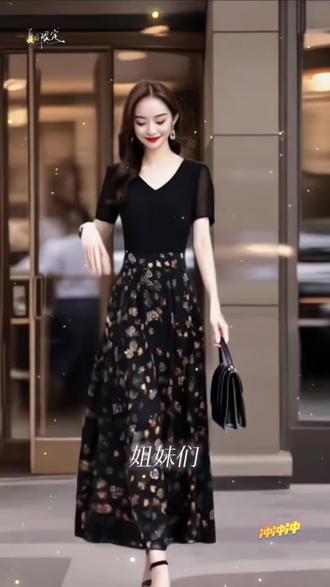 高档碎花连衣裙女款爆款2026新款夏季长款显瘦拼接洋气大摆长