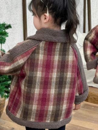 格子加绒外套秋冬季外穿上衣女童女孩时尚2025漂亮超酷女童外 #外套#外套推荐#新款外套#儿童外套#保暖外套