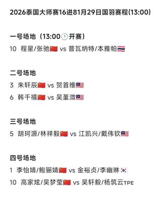 2026年泰国大师赛16进8国羽赛程