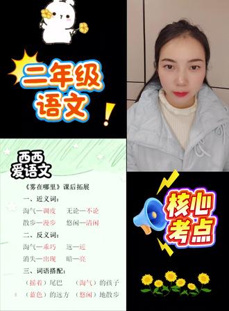 《雾在哪里》课后拓展
二年级语文,核心考点
#二年级语文 #语文知识 #小学语文
#真实生活分享计划
@抖音Dou+上热门