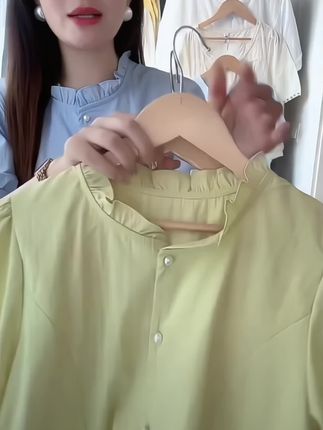 夏季女装mm短袖大码衬衫2025绑带新款遮肚设计上衣显瘦衬衣女#谁穿谁好看#显瘦穿搭#夏季新款 #面料柔软舒适 #穿搭