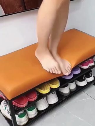 轻奢换鞋凳门口家用入户玄关穿鞋凳简约鞋架可坐式客 厅大容量鞋架#入户换鞋凳@DOU+上热门