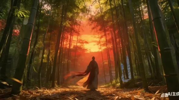 🌿竹影婆娑似墨笔挥毫,残阳如熔金泼洒林间🔥。孤影仗剑立,衣袂翻飞若惊鸿照影🦅,天地苍茫间,侠客行藏皆是诗📜。