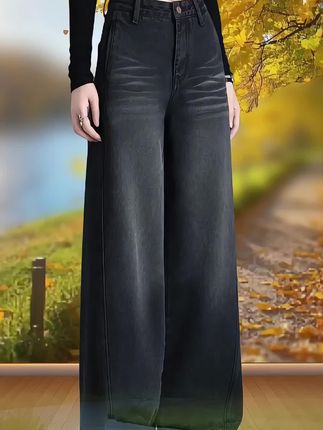 黑色牛仔裤女2025新款秋季版型好看百搭裤子高腰直筒裤美式阔腿裤#显高显瘦穿搭 #谁穿谁好看 #减龄显瘦穿搭 #牛仔裤穿搭 #面料柔软舒适