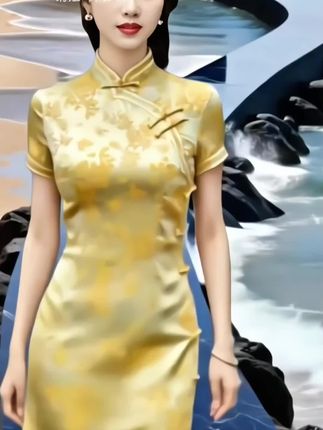 金梦蝶夏季改良黄色旗袍连衣裙长款日常气质小个子绿色旗袍裙子 #创作灵感 #高档婆婆婚庆装推荐 #旗袍裙子女款爆款2025新款#黄色改良旗袍连衣裙#金梦蝶改良旗袍连衣裙@DOU+小助手 @抖加🔥上热门🔥dou+🔥热点宝