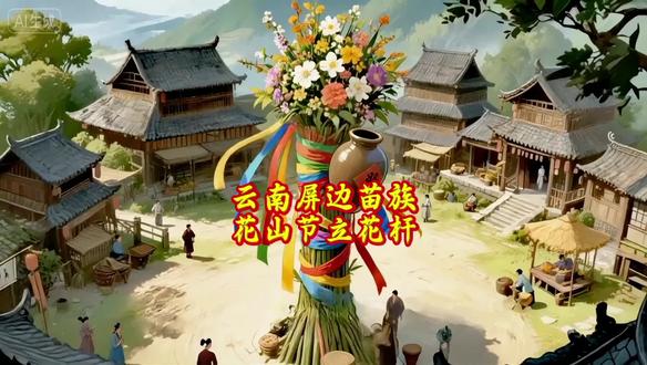 云南红河屏边苗族花山节#有一种叫云南的生活 #晓生琪琪走天涯之立花杆