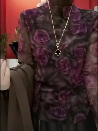 【不定位花】气质长袖法式印花T恤 女时尚舒适内搭打底衫修身显瘦#服饰单品搭配 #秋冬内搭穿搭 #你的松弛感穿搭 #整个时尚圈都在等入chill