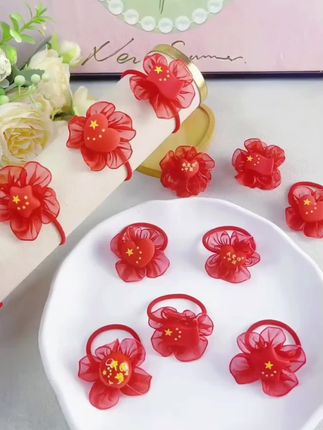 开学给女儿带国风花朵头绳,做个祖国的小花朵#儿童发饰