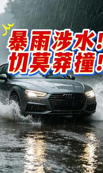 暴雨天开车涉水,三招避嫌! #汽车知识 #雨天开车技巧新手必看