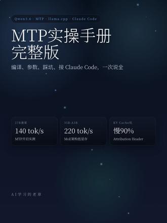Qwen3.6 MTP加速,本地部署+ ClaudeCode Qwen3.6 MTP加速,本地部署,驱动 Claude Code