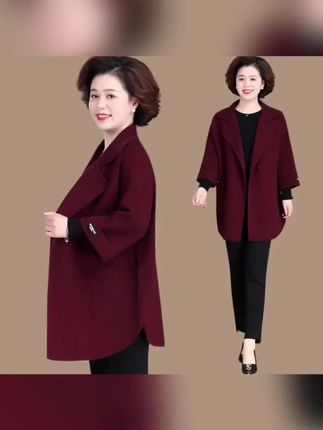 妈妈春秋呢子外套女2025风衣气质高贵中老年针织双面呢大衣服#妈妈双面呢外套 #中老年女装 #妈妈春秋外套 #双面呢大衣 #面料柔软舒适