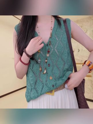 度假感镂空马甲女款外穿洋气高级感背心2025新款五一出游穿搭女装