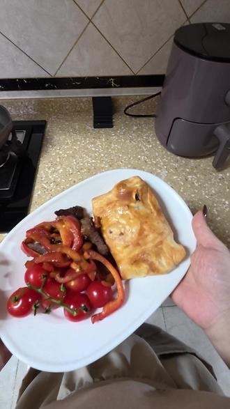 手抓饼版彩椒牛柳卷🌯#一人食记 #日常做饭