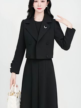 2025黑色穿搭时尚气质显瘦真俩件套华夫格修身连衣裙#裙子 #女装连衣裙 #穿搭穿搭 #连衣裙女裙子