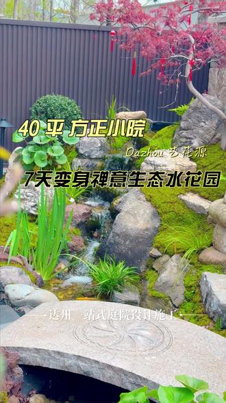 40 平方正小院|7 天变身禅意生态水花园#庭院改造 #禅意小院 #花园设计 #达州艺花源 #园林景观