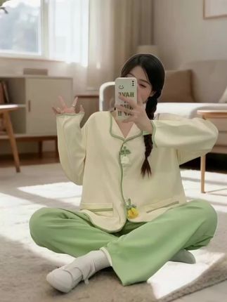 长袖长裤睡衣套装#家居服套装#纯棉睡衣套装#宽松睡衣套装#大码睡衣套装