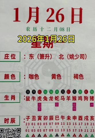 2026年1月26日红黑日历解读#麻将#红黑日历#麻将技巧