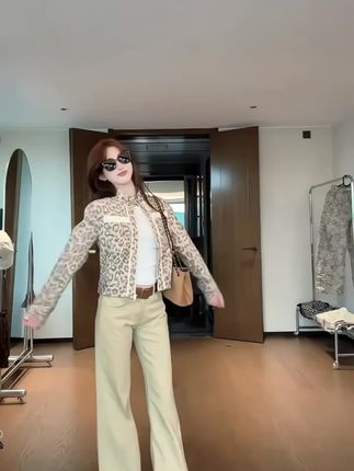 豹纹限定'小众定染豹纹印花立领外套C 9309#】#豹纹外套#点击小黄车直接购买 @巨量千川