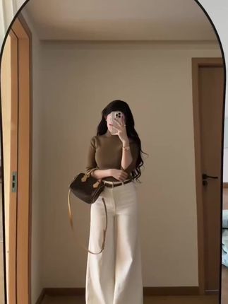 宽松不贴腿阔腿牛仔裤女2025年秋季新款高腰百搭显瘦显腿长拖地裤#气质优雅穿搭 #显高显瘦 #优雅气质 #时髦穿搭