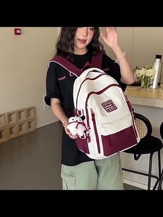 书包初中女生2025新款双肩包大容量中大学生高颜值旅行背包#夏季穿搭 #双肩背包女 #大容量包包 #旅行背包 #书包推荐