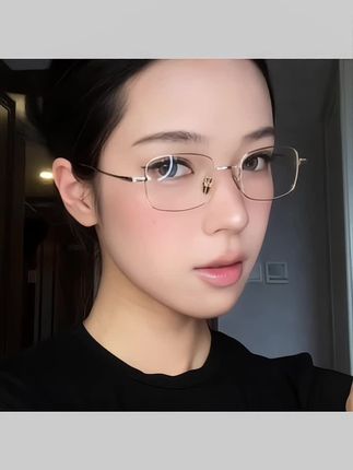#太阳镜 超轻纯钛小方糖眼镜近视女可配度数素颜眼睛框架#小方框眼镜 #近视镜 #素颜眼镜框 #眼镜