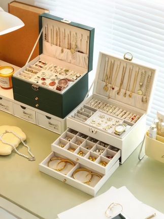 首饰盒黄金贵重物品保管箱项链吊坠戒指保护盒带锁#首饰收纳盒 #多层首饰收纳盒#首饰收纳整理
