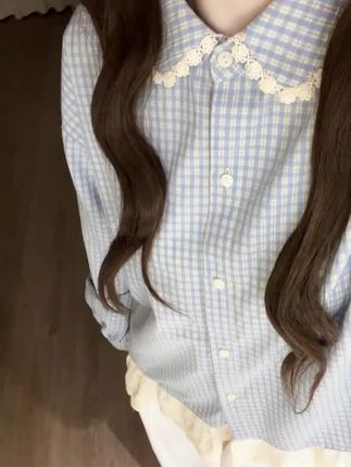 蕾丝花边衬衫+白色阔腿裤好文艺呀#温柔风穿搭 #甜美穿搭 #韩系穿搭 #小个子穿搭 #文艺