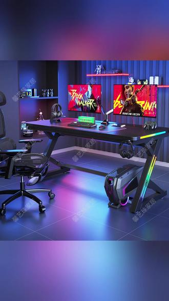 电竞桌 馨艺珠带脚踏S3游戏电竞桌RGB电脑桌卧室家用双人电脑台式桌子#电竞桌 #家用电脑桌 #双人电脑桌 #RGB电脑桌 #游戏装备