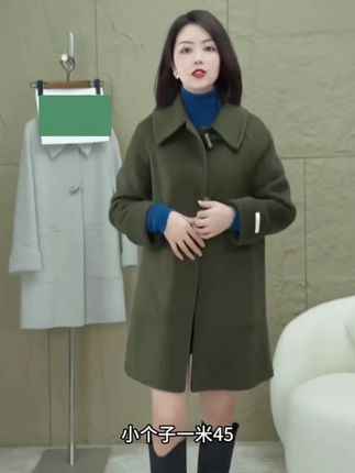双面绵羊毛大衣中长款秋冬高端雅丹风外套小个子冬装#过年穿什么 #冬天就要保暖又好看 #韩系氛围感暖冬大衣 #不挑年龄不挑身材 #羊毛大衣