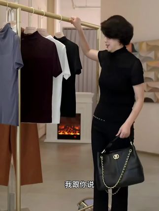 半高领网纱短袖打底显瘦百搭T恤上衣女6699-255