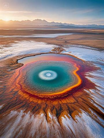 传说中的魔鬼之眼,宛如一颗镶嵌在大地上的神秘眼睛。泉水的清澈与周围红黄渐变的土地形成鲜明对比,如同眼睑、虹膜和瞳孔的层次分明。整个场景在冬季的阳光下显得格外神秘和宁静。#艾肯泉 #人类幼崽整天忙个不停 #人类幼崽到底有多治愈 #萌到爆炸了💥 #被小宝宝这表情拿捏了
