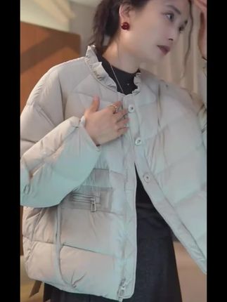 835-花边领韩版90白鸭绒休闲风轻薄女常规款保暖纯色羽绒服休闲#高级大气上档次 #穿搭展示 #简约清爽ootd #时尚新款分享 #ootd穿搭技巧