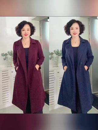 酱紫色小方领双排扣韩版宽松简约空气层女装外套商务秋冬#优雅气质 #谁穿谁好看 #减龄气质 #富太太