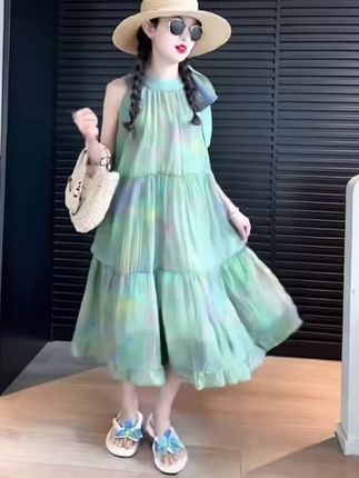 女童超好看连衣裙夏季2025新款儿童波西米亚裙子女大童沙滩吊带裙#钓鱼就选云飞鱼 #突击鲢3代 #丰日闲传统竿 #冰钓爱好者 #女童连衣裙