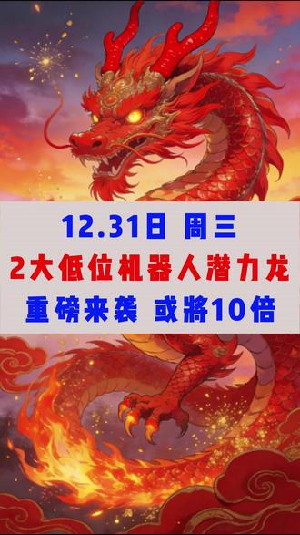 12月31日 2只低位机器人潜力龙,重磅来袭,或将10倍#财经 #机器人 #干货分享