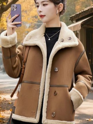 这款,美拉德式小个子皮毛一体外套,加厚防风,冬天不冷,版型时尚洋气,无论聚会还是出街都会凸显你活力#不挑年龄不挑身材#谁穿谁好看#秋冬新款#遮肉显瘦
