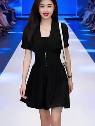 #夏季新款#小个子穿搭#收腰显瘦连衣裙#时尚气质套装三件套#背心短裤套装