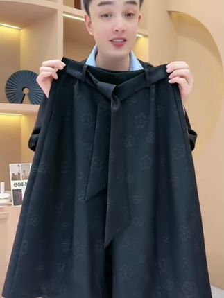 【韩哥女装】夏季星耀黑暗提花腰带阔腿休闲短裤9870