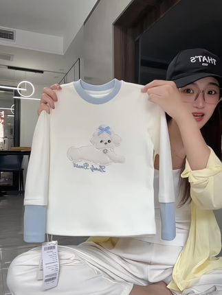 #女童穿搭 #儿童打底衫 #高品质童装 #面料柔软舒适 拼接撞色的设计,上身又干净又洋气