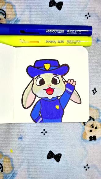 沉浸式画画 | 可爱小兔子朱迪插画教程~ #至锦文具 #至锦直液式丙烯马克笔 #教程分享 #一学就会系列 #疯狂动物园精彩瞬间