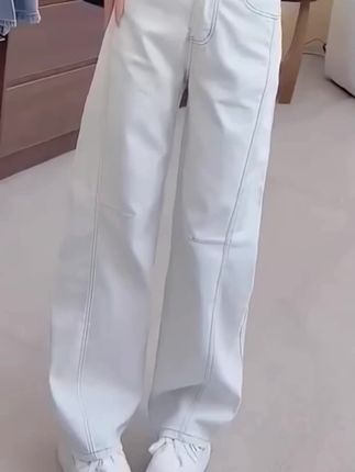 2025早秋新款牛仔裤女大码薄款显瘦窄版直筒拖地裤遮肉减龄阔腿裤#时尚街拍穿搭 #大长腿的秘密 #街拍穿搭 #日常分享
